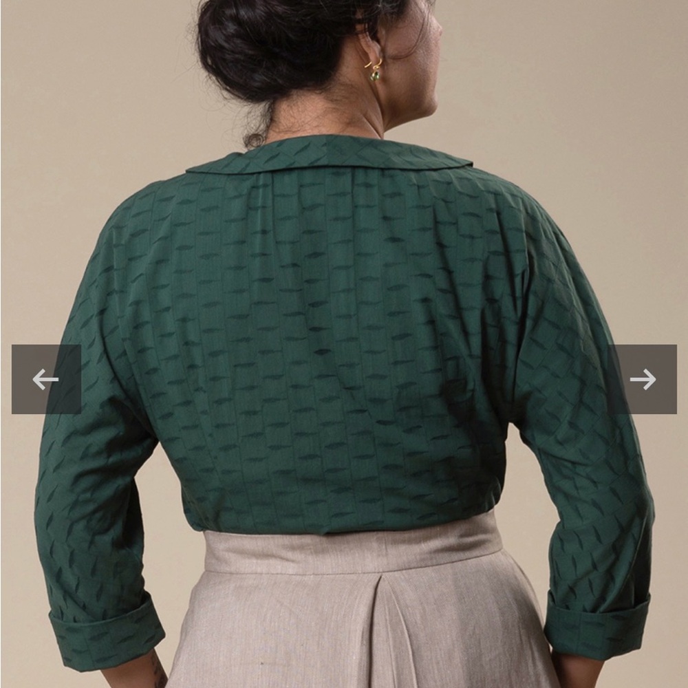 Emmy Design Size 42 Darling Dolma Blouse Green Feather - Picture 7 of 8